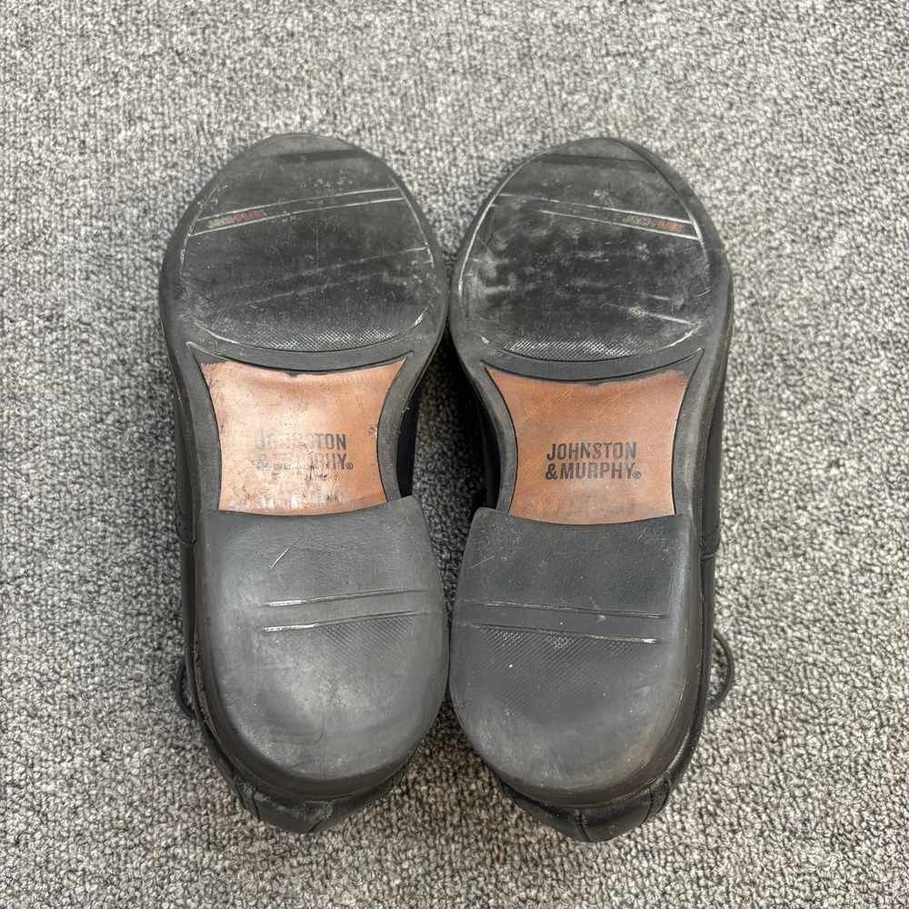 Johnston & Murphy Mens Wingtip Brogue Black Leather Business Dress Shoes Sz 8.5M - Picture 10 of 10